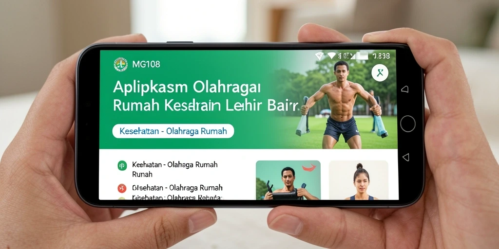 Antarmuka aplikasi MG108 menampilkan program olahraga di rumah yang menarik.