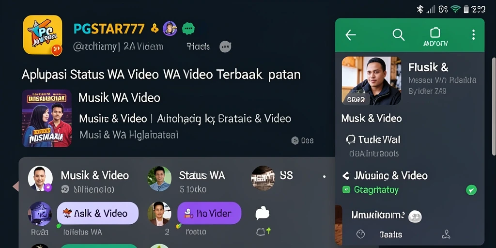 Antarmuka PGSTAR777 yang menampilkan berbagai pilihan status video.