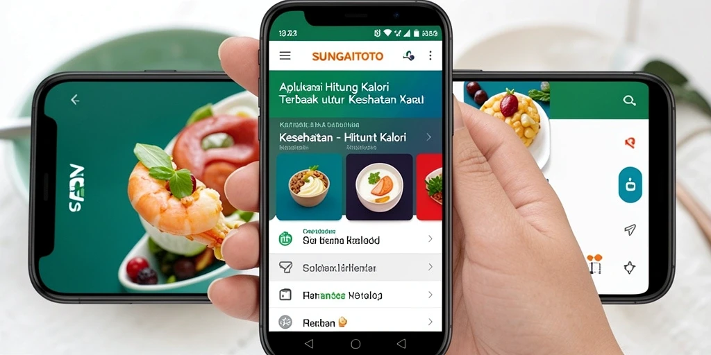Tampilan antarmuka SUNGAITOTO dengan fungsi Hitung Kalori yang mudah.